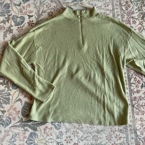Caution to the Wind, Mint Fleece Quarter Zip Sweater, Size M